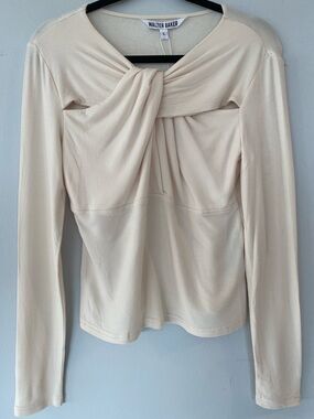 Walter Baker Twist-Front Long Sleeve Top in Cream
